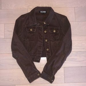 XXI premium denim cropped brown denim jacket ✨